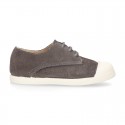 New kids suede leather Tennis type shoes with TOE CAP.