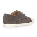 New kids suede leather Tennis type shoes with TOE CAP.