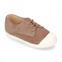 New kids suede leather Tennis type shoes with TOE CAP.