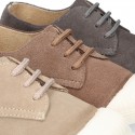 New kids suede leather Tennis type shoes with TOE CAP.