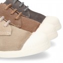 New kids suede leather Tennis type shoes with TOE CAP.