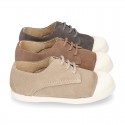 New kids suede leather Tennis type shoes with TOE CAP.