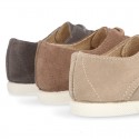 New kids suede leather Tennis type shoes with TOE CAP.