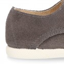 New kids suede leather Tennis type shoes with TOE CAP.