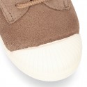 New kids suede leather Tennis type shoes with TOE CAP.