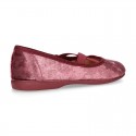 New SATIN VELVET canvas ballet flats dancer style with elastic crossed bands.