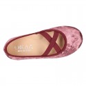 New SATIN VELVET canvas ballet flats dancer style with elastic crossed bands.