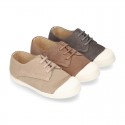 New kids suede leather Tennis type shoes with TOE CAP.