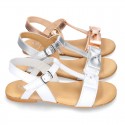 Cowhide Leather Sandal shoes with big BOW for toddler girls.