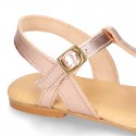 Cowhide Leather Sandal shoes with big BOW for toddler girls.