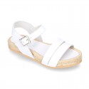 New Sandals espadrille style with parallels straps.