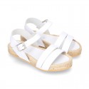 New Sandals espadrille style with parallels straps.