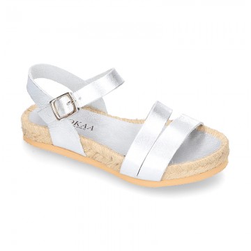 New Sandals espadrille style with parallels straps.