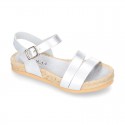 New Sandals espadrille style with parallels straps.