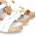 New Sandals espadrille style with parallels straps.