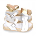 New Sandals espadrille style with parallels straps.