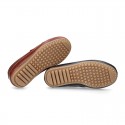 Classic Tanned leather Moccasin shoes with detail mask.