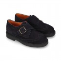 New Suede leather School Oxford shoes with buckle fastening for kids.