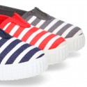 Cotton cavas Sneaker or bamba style shoes with stripes design.