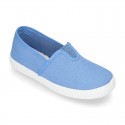 Cotton canvas Bamba type shoes with elastic band.