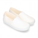 Cotton canvas Bamba type shoes with elastic band.