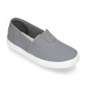 Cotton canvas Bamba type shoes with elastic band.