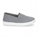Cotton canvas Bamba type shoes with elastic band.