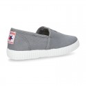 Cotton canvas Bamba type shoes with elastic band.