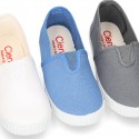 Cotton canvas Bamba type shoes with elastic band.