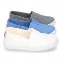 Cotton canvas Bamba type shoes with elastic band.