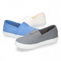 Cotton canvas Bamba type shoes with elastic band.