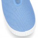 Cotton canvas Bamba type shoes with elastic band.