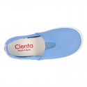 Cotton canvas Bamba type shoes with elastic band.