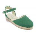 Cotton Canvas sandal espadrilles style with buckle fastening.