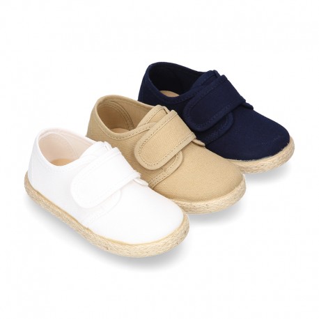 Cotton canvas kids sneaker espadrille shoes laceless.