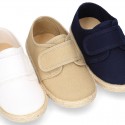 Cotton canvas kids sneaker espadrille shoes laceless.