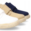 Cotton canvas kids sneaker espadrille shoes laceless.