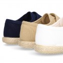 Cotton canvas kids sneaker espadrille shoes laceless.