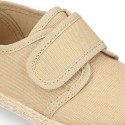 Cotton canvas kids sneaker espadrille shoes laceless.