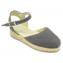 Cotton Canvas sandal espadrilles style with buckle fastening.