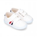 Cotton canvas Kids tennis shoes laceless.