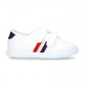 Cotton canvas Kids tennis shoes laceless.