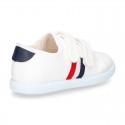 Cotton canvas Kids tennis shoes laceless.