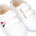 Cotton canvas Kids tennis shoes laceless.