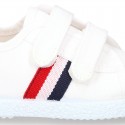 Cotton canvas Kids tennis shoes laceless.