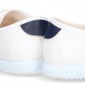 Cotton canvas Kids tennis shoes laceless.