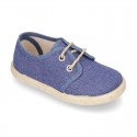 JEANS cotton canvas Laces up shoes espadrilles style.