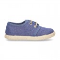 JEANS cotton canvas Laces up shoes espadrilles style.