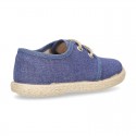 JEANS cotton canvas Laces up shoes espadrilles style.