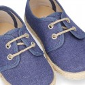 JEANS cotton canvas Laces up shoes espadrilles style.